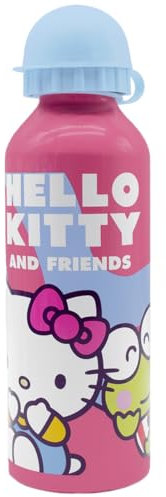 Botella Aluminio Hello Kitty and Friends 500 ml | Cantimplora Infantil con Diseño Kawaii | Ligera y Resistente | Ideal para Colegio, Deporte y Regalo para Niñas (ROSA)