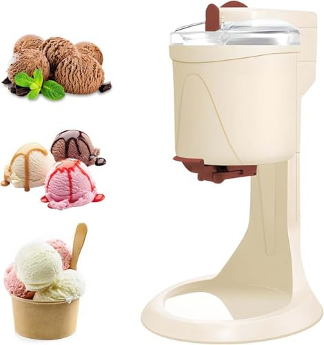 GYLFZDQ heladera Ninja Máquina de Helado Suave semiautomática de 1000 ML, máquina for Hacer Helados domésticos, máquina for Hacer Helados de Frutas, postres, yogures, Conos Heladera Beige,27 * 42.5cm