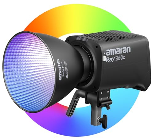 amaran Ray 360c Luz COB RGB de 360W, LED de Estudio con Alimentación Integrada, DMX por USB-C, IP54, Montura Bowens, Control por App