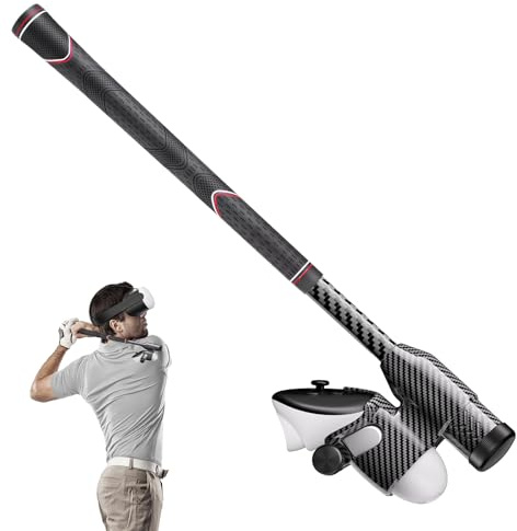 VR Golf Club Attachment Compatible with Meta/Oculus Quest 3/3S, No Slip Real Golf Rubber with Premium Carbon Fiber Grip, 100% Tracking and Golf Club Weighted Design - Right Controller(Black)