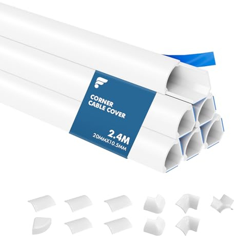 shinfly 2,4 m Kabelkanal Ecke, Kabelkanal Weiß Selbstklebend, 20mm x 10.5mm | Kabelschacht Weiss von Kabeln, Kabelleiste kabelabdeckung für die Wand-Ecke und den Wandboden, TV (0,4m x 6Stück)