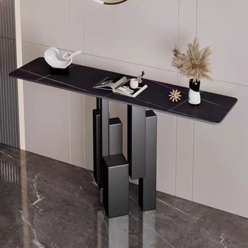 Table Console Moderne,Table D’Entrée,Console Pour Couloir Étroite, Table D’Appoint avec Plateau Ardoise Et Cadre en Fer Solide pour Salon,Entrée D,120 * 30 * 85cm