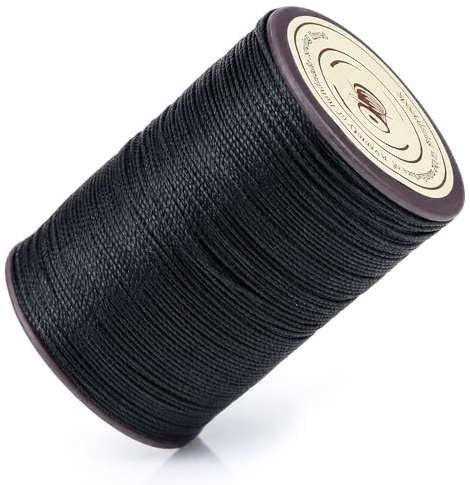 1 Rotolo Cordone Cerato Nero, 0,55 mm x 120 m Filo Cerato, Cotone Cerato per Bracciali, Waxed Cords, Filato Cerato per Bracciali Collane Cucito