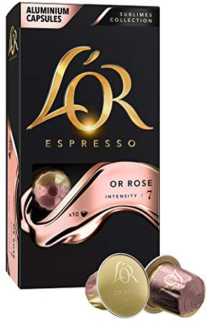 L'Or Espresso Café Or Rose Intensité 7 Aluminium Compatibles Nespresso, 10 capsules