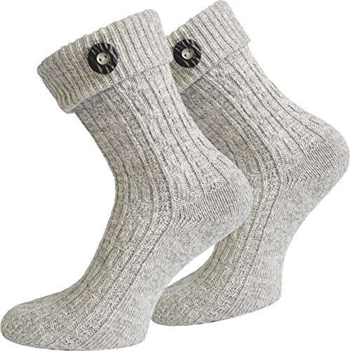 Socken kurz oder Lang für Trachten Lederhose Farben frei wählbar Farbe Silbermelange mit Trachten-Knopf Größe 39/42
