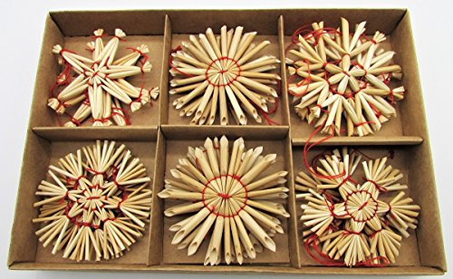 Geschenkestadl 60 x Weihnachtsanhänger Stroh Anhänger Strohsterne Natur Baumschmuck