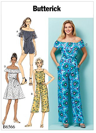 Butterick Patterns 6566 ZZ Sizes Large - 2X-Large Misses' Petite Dress/Romper/Jumpsuit and Sash, Tissue, Multi-Colour, 17.00 x 0.5 x 22.00 cm