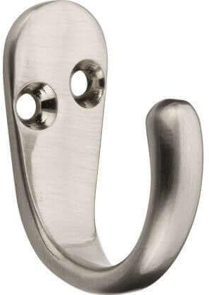 Decohooks Robe Hook - Satin Nickel - Door and Wall Mountable - Single - Fixings Included
