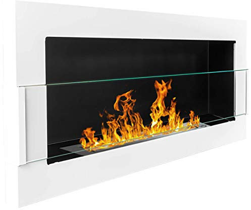 CHEMINEE Ethanol INOX Luxe, 90 cm, Blanche, modèle Californie