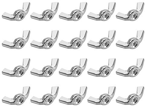 sourcing map 20 Stk. Flügelmuttern M5 Kohlenstoffstahl Handgedrehte Schmetterling Ohrmutter