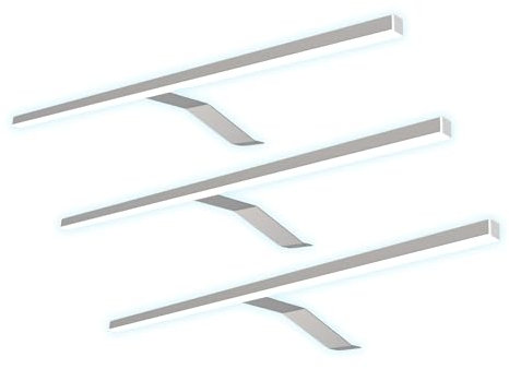 kalb Material für Möbel LED Kleiderschrankleuchte Aufbauleuchte Schrankbeleuchtung 1-4er SET chrom / silbergrau 600mm, Auswahl:3er Set neutralweiss, Oberfläche:silbergrau