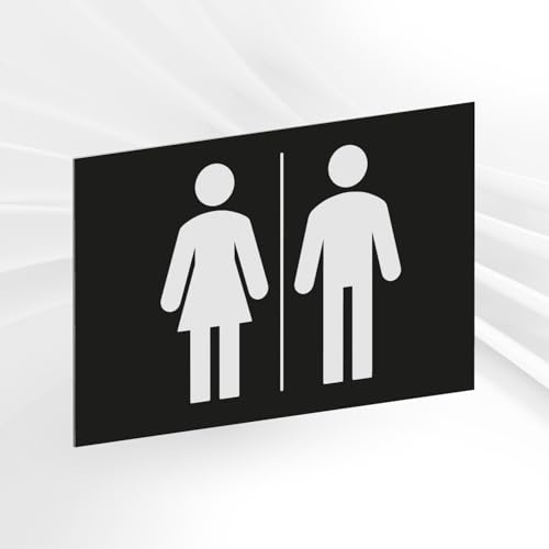 Toilettenschild Gemischt (Mixte) – Aufkleber WC Türschild PVC 10 x 15 cm – 21 Couleurs Disponibles - 21 Farben erhältlich (Noir/Schwarz)