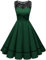 Bbonlinedress Rockabilly Kleider Damen Winterkleid Abendkleider elegant für Hochzeit Weihnachtskleid Spitzenkleid Cocktailkleid Dark Green S