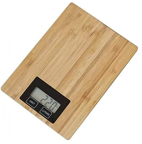 Omega OBKSB Küchenwaage bis 5 kg LCD Ziffern Bambus