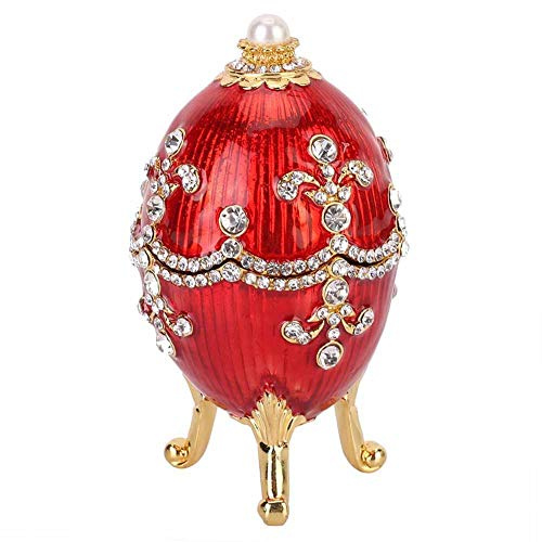 Emaille bemalt Ei Osterei Stil Halskette Ring Schmuck Organizer mit glänzenden Diamanten für Home Decor Geschenk Ostern Tag Sammlerstück