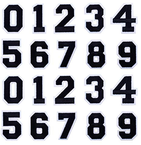 GORGECRAFT 40PCS Iron on Numbers Patches 2 Inch Black Number 0 to 9 Patches Embroidered Applique Badge Cloth Sticker for Dress Shirts Jeans Socks Hat Bags Sewing Crafts DIY Embellishments Accessories
