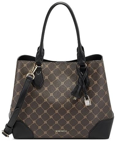 NINE WEST Damen Brooklyn Jet Set Carryall Satchel, Braun/Schwarz