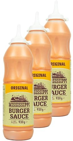 Mississippi - 3er Set Burger Sauce Squeeze Original 930g - Würzig cremige Burgersauce - Premium Hamburger Soße ideal auch für Sandwich, Gegrilltem und als Dip