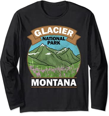 Glacier National Park Souvenir Vintage Montana Glacier Maglia a Manica