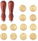 Cheriswelry Wachssiegel-Stempel mit Sternbildern, Sternzeichen, Stempel mit Retro-Holzgriff, für Hochzeitskarten, Sammelalbum, Umschlag, Dekoration, Geschenkverpackung, 25 mm, 14 Stück