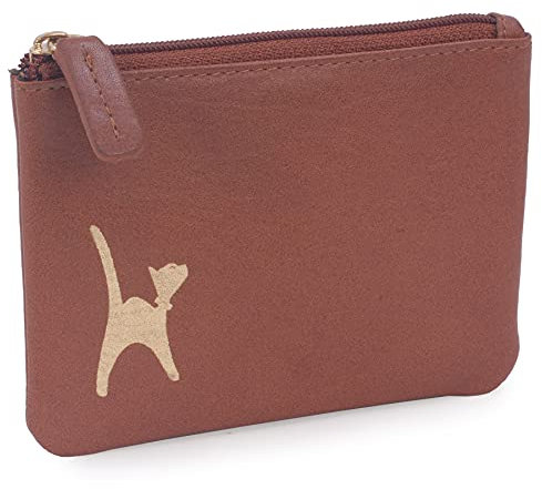 Catwalk Collection Handbags - Petit Portefeuille Femme Cuir - Mini Porte Monnaie - RFID Blocage - Boîte Cadeau - Mimi - Tanne Or