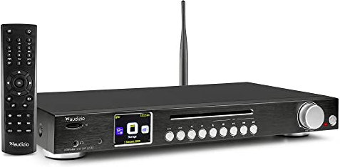 Audizio Ferrara Radio por Internet con WiFi, Bluetooth, Radio Dab+ y Radio FM, Reproductor CD y Tarjeta Micro SD, Pantalla retroiluminada, conexión para Auriculares, Mando a Distancia, Color Negro