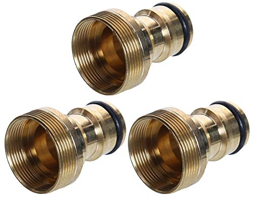 Merrwon Connettore universale per rubinetto da cucina in ottone massiccio filettato per tubo dell'acqua, raccordo per irrigazione da cucina e giardino (3 pezzi)