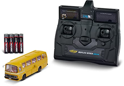 Carson 500504142 1:87 Mercedes Benz Bus O 302 DT. Post 2.4G 100% RTR - Vormontiertes Modell, 2,4 GHz Fernbedienung mit Ladeanschluss, 4 AAA-Batterien für Sender, LED-Beleuchtung, Bedienungsanleitung