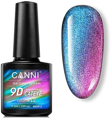 9D Cat Eye Gel Nail Polish 7.3ml Soak Off Magic Colorful Galaxy Cat Eye Gel 12 Differnt Shade and Style (9D-12)