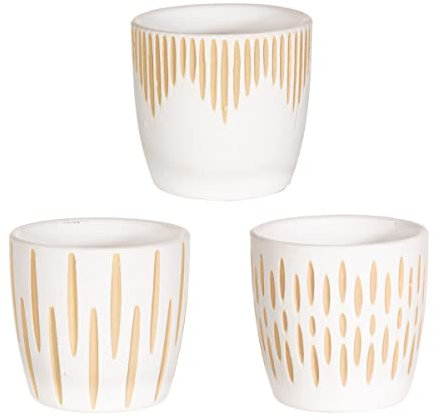 Sass & Belle White Sgrafitto Mini Planters - Set Of 3