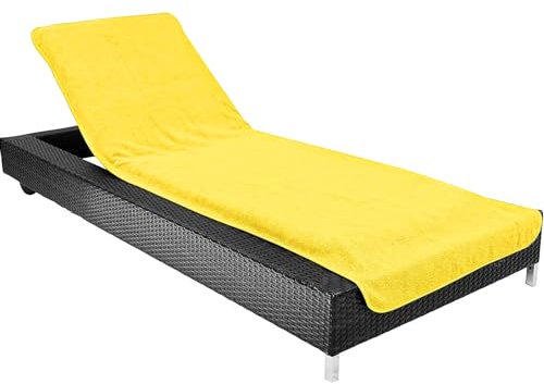 Rainleaf Handtuch Schutzhülle für Garten, Strandliege Sonnenliege Stuhl Kissen Garten/Strand/Campingstuhl - (nur Bezug), Handtuchbezug 100% Bio-Baumwolle 72,5x200cm (Gelb)