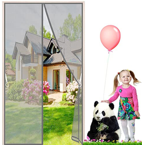 LZHBD Zanzariere Calamitate, 70x220 cm Zanzariera Magnetica Finestra Piccola Tenda Magneti Porte AnimaliDomestici Anti Insetti Mosche Zanzare Zanzariera a Tenda, Grigio, Nuova Versione