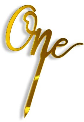 Acrylic Age Cake Topper One Gold 1st Year Birthday Party Decoration Design Idea