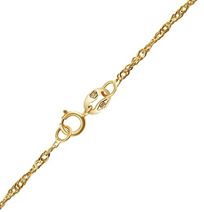SILVEGO Damen Halskette aus 14 Karat 585 Gelbgold Singapurkette Breite 1,4 mm