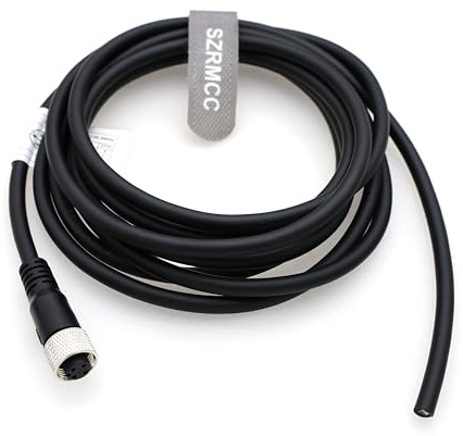 SZRMCC M12 A-Code 4 Pin Buchse auf Bare Wire Ethernet Sensoren Stromkabel für Industriekamera Feldbus Modul Gerät Netzwerk IO Link 22AWG (1M)