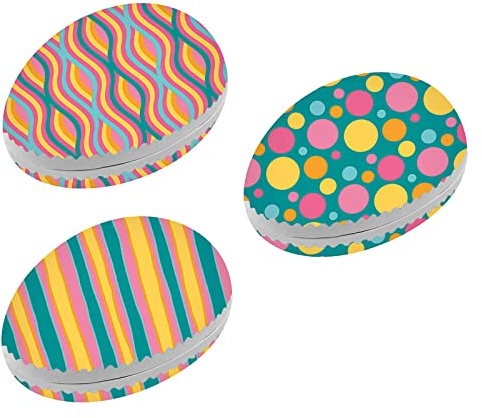 OLShop AG 3er Set Bilderostereier Eier zum Befüllen Kunterbunt II 15 cm Pappei zum Befüllen, Ostereier zum Befüllen