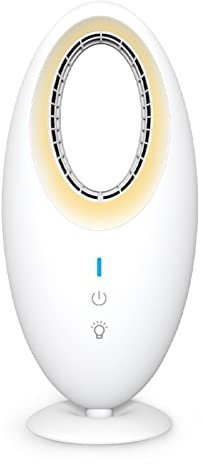 KENANLAN Ventilador de Escritorio Ventilador sin Aspas 3 Velocidades Ahorro de Energía Ventilador de Mesa Pequeño Silencioso con Luz LED para el Dormitorio de la Oficina en el Hogar