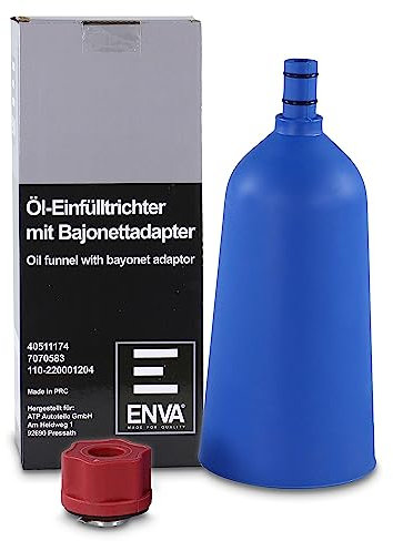 ENVA Öl Einfülltrichter mit Bajonettadapter 2L Fassungsvermögen schnelles und sauberes Ölnachfüllen Kompatibel mit VAG Mercedes-Benz BMW Porsche