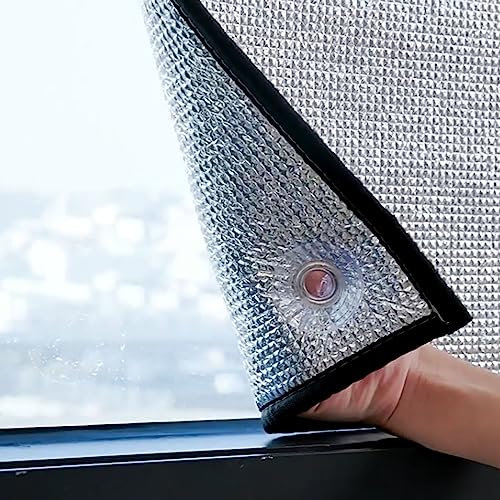 Schlafzimmer Hitze Reflektierende Fensterfolie,Balkon Glas Sonnenschutzfolie,Aluminiumfolie Privatsphäre Fensterfolie,Anti Blendung Tönungsfolie,mit Saugnäpfen,Nicht Klebend (60x70cm/24x28in)