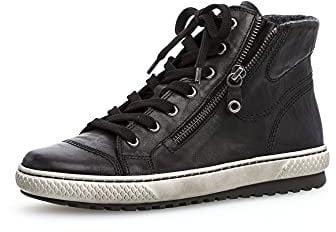 Gabor Damen High-Top Sneaker, Frauen Halbschuhe,Wechselfußbett,Turnschuhe,Laufschuhe,schnürschuhe,schnürer,schwarz (Smoky),44 EU / 9.5 UK