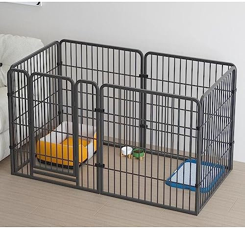 Hundeauslaufstall Laufgitter Für Hunde, Welpenlaufstall Für Mittelgroße Hunde Teleskopischer Hundelaufstall Indoor Outdoor Großer Hundezaun Hundeauslaufgehege Für Hof Garten Camping (Farbe : Schwarz
