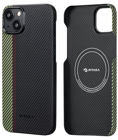 pitaka Ultradünne Hülle für iPhone 15 Plus Kompatibel mit Magsafe aus 600D Aramidfaser Magnetische Schutzhülle mit 3D Textur Haptik Kratzfeste Handyhülle Minimalismus [MagEZ Case 4] Ouvertüre