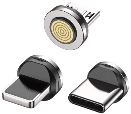 JMF Tech PD 60W Fast Charging USB-C to TypC 360° & 180° Rotation Magnetic Data Cable, 3-in-1 Data Sync Phone Charger Cable for S22/Laptop/iPad (3-Pack Connectors)