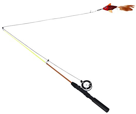 minkissy 2stücke Interaktives Katzenspielzeug Verlängerbare Katzenangel Fisch Für Verspielte Katzen Fördert Bewegung Und Spieltrieb Leicht Und Einfach Zu Verstauen Perfektes Für