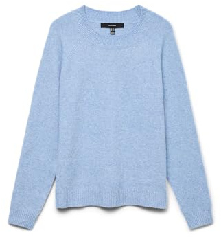 VERO MODA Women's Vmdoffy LS O-Neck Blouse Ga Noos Sweater, Blue Jasper/Detail: Melange, XXL