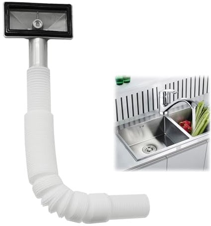 Hioph 1Pcs Overflow Pipes, Overflow Tube for Sink Extendible with Square Overflow 1½, Tube Length 230-600mm