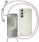 Tikgue Handyband für Samsung Galaxy S24 / Samsung Galaxy S25 Hülle mit Band, Handyhülle mit Kordel zum Umhängen Schutzhülle mit Kette Glitzer Transparent Weich TPU Silikon Bumper - Roségold