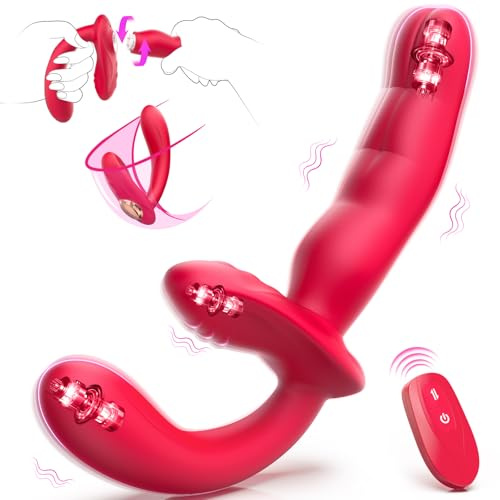 Strapless Strap on Dildo Sex Toys - Double Ended Anal Dildo Detachable Wearable G-Spot Vibrator with Remote Control,Finger Design Vibrating Butt Plug Adult Toys for Women Lesbians & Couples