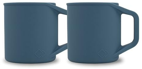 MYOTT Silikon-Kaffeetasse – Lebensmittelqualität Silikon Campingbecher mit Griff – tragbarer, faltbarer Kaffeebecher – BPA-frei, spülmaschinenfest und mikrowellengeeignet, 300 ml (Schieferblau, 2