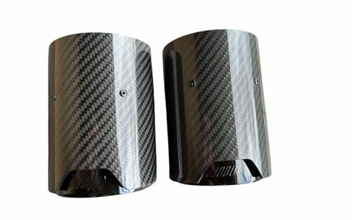 Generic 2 Stück Auspuffblenden für BMW 3/4 Serie F30 F31 F32 F33 F36 Carbonfaser mit schwarzem M-Logo innen schwarz 2013–2019 Leistungs-Tuning